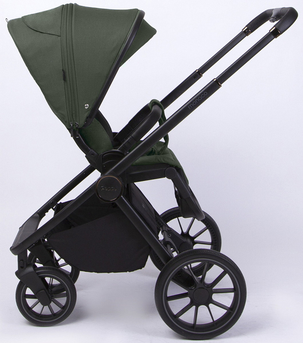 Детская коляска Peppy Monaco 3 в 1 Oliva Green (зеленый), рама черная