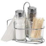 Набор для специй 2х50 мл, CLASSIC, салфетница + соль + перец + стакан под зубочистки, WEGLA (ВЕГЛА), 700236