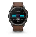 Garmin Fenix 8 PRO, 51 мм, AMOLED, Sapphire, Carbon grey DLC titanium with Chestnut leather band