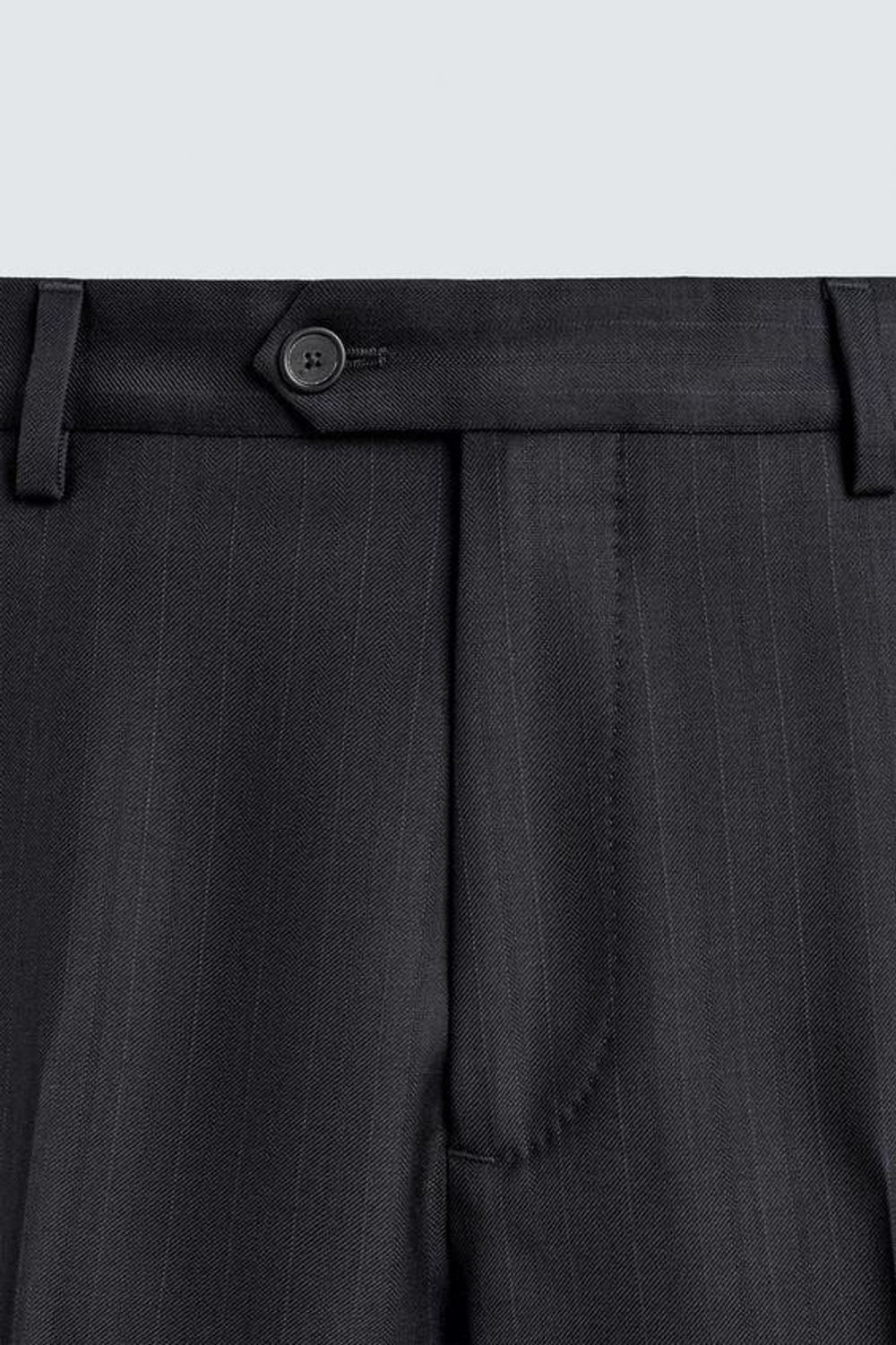 ZARA КОСТЮМНЫЕ БРЮКИ В ПОЛОСКУ ИЗ 100% ШЕРСТИ, МОРСКОЙ СИНИЙ