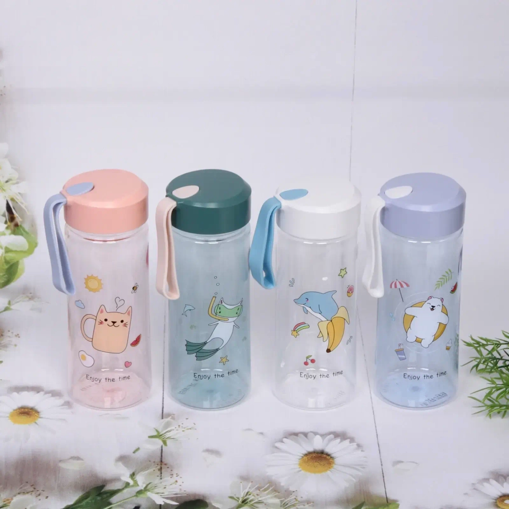 Бутылка питьевая пластиковая 480мл «Enjoy the time зверушки»