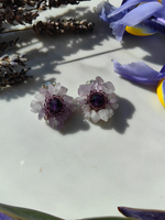 Клипсы "Цветы" ручной работы из бисера с камнем Аметист