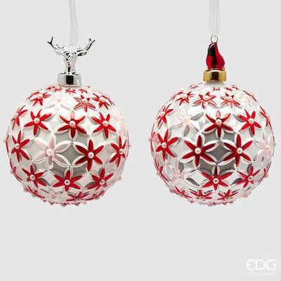 Игрушка Шар красный с золотым узором, в ассортименте, стекло, D10 EDG