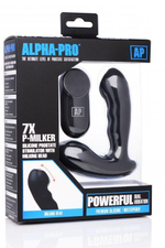 Черный стимулятор простаты Alpha-Pro 7X P-Milker Silicone Prostate Stimulator with Milking Bead (Цвет: черный)