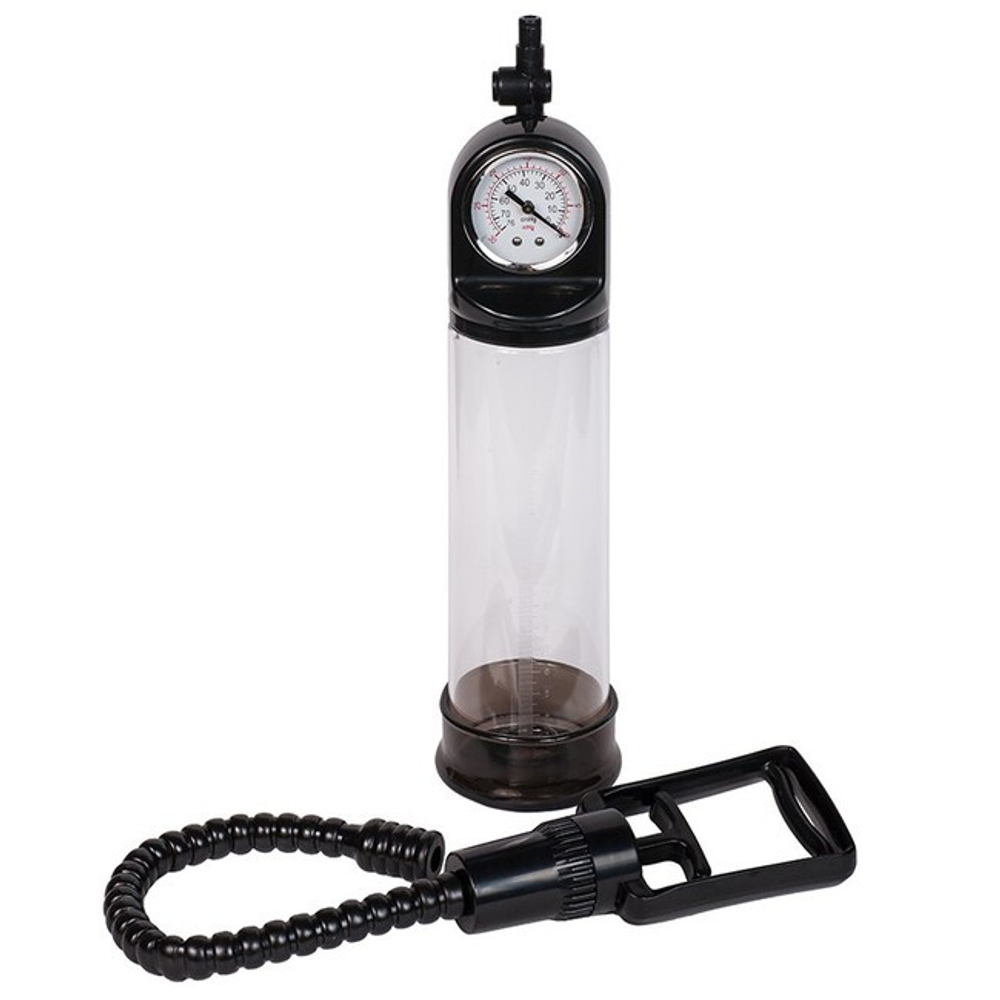 Помпа мужская REDLINE с манометром (Цвет: прозрачный с черным)