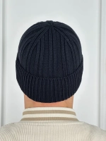 шапка вязаная теплая с отворотом стильная