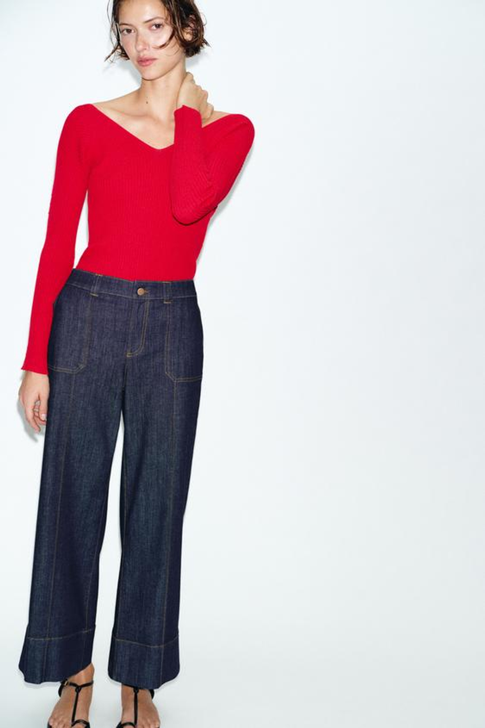 ZARA ДЖИНСЫ-КЮЛОТЫ Z1975 СО СРЕДНЕЙ ПОСАДКОЙ, СИНИЙ