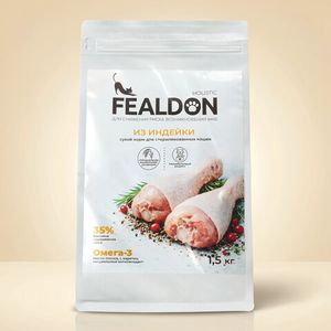 Сухой корм Fealdon для стерилизованных кошек и кастрированных котов с индейкой