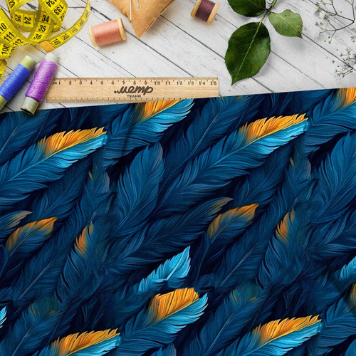Ткань премиум шелк искусственный Армани экзотические перья