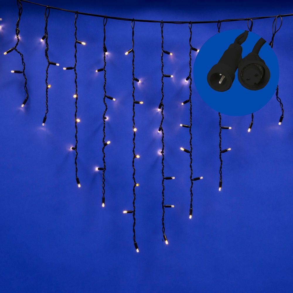 ULD-B3010-200-TBK WARM WHITE IP67 Бахрома светодиодная с эффектом мерцания. 3м. Соединяемая. 200 светодиодов. Теплый белый свет. Провод черный. TM Uniel.