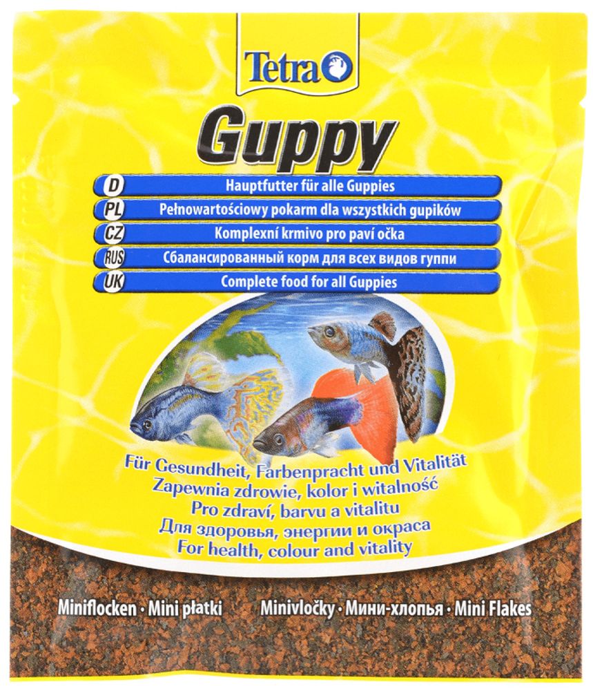 Tetra Guppy корм в хлопьях для рыб гуппи 12 гр (sachet)