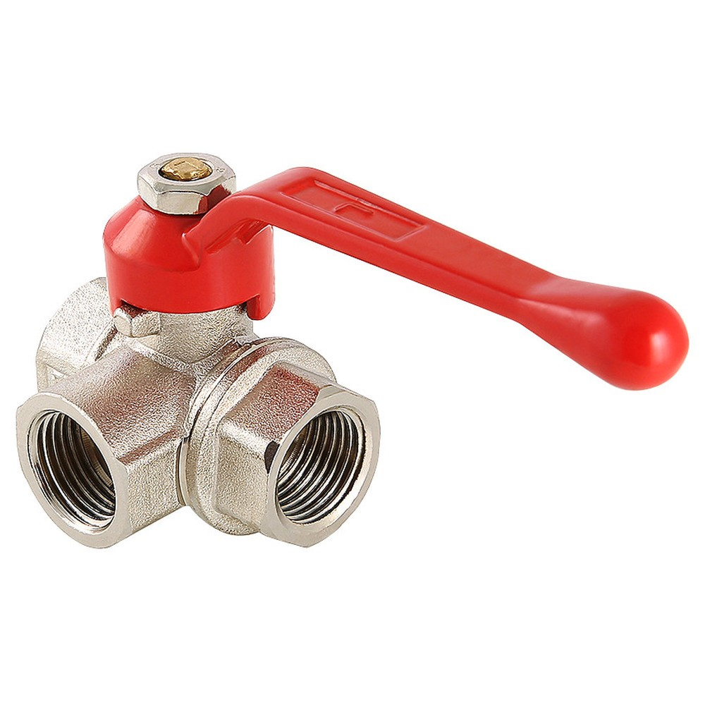 Кран шаровый трехходовый "рычаг" ВВ внутренняя резьба Г-образный 3/4" (Valtec VT.360)