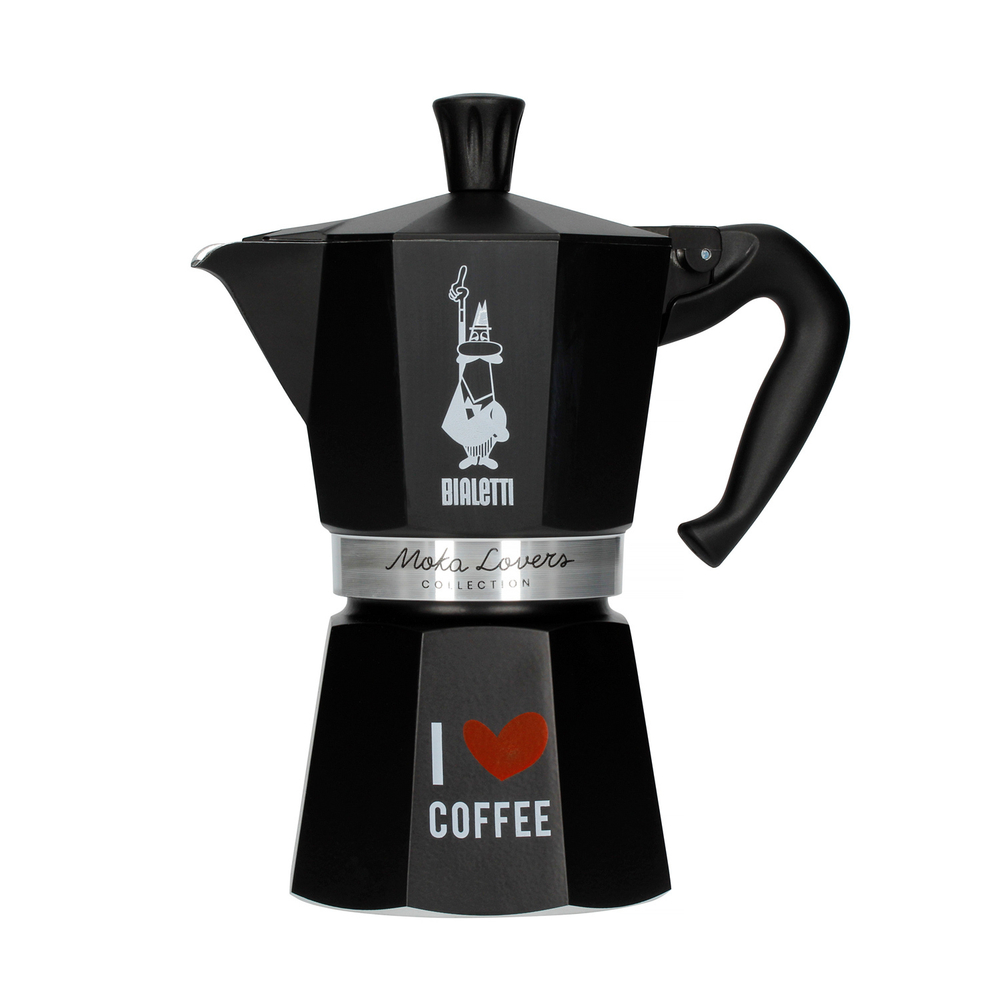 Bialetti Moka Express черная I LOVE COFFEE, на 6 порции
