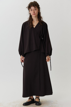 Юбка макси из шоколадной шерсти