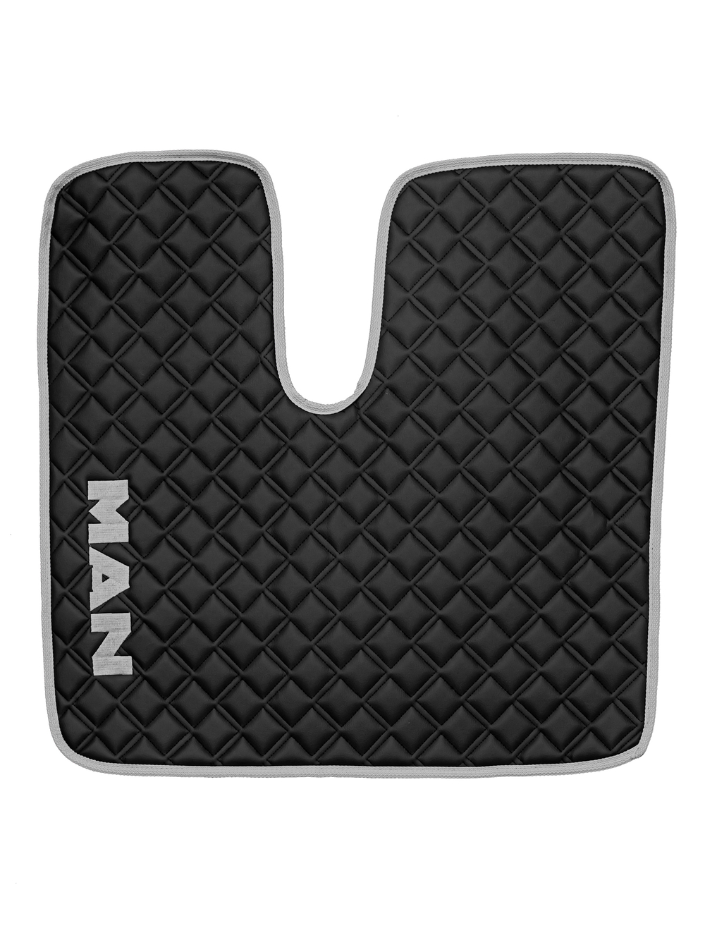 Ковры MAN TGX с 2-мя ящиками (автомат) (экокожа, черный, серый кант, серая вышивка)