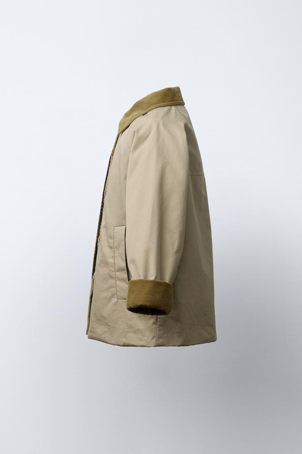 ZARA ТРЕНЧ С ВЕЛЬВЕТОВЫМ ВОРОТНИКОМ, БЕЖЕВЫЙ