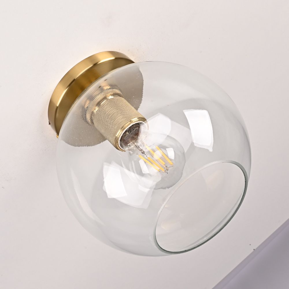 Потолочный Светильник Rh Utilitaire Globe Shade Flushmount Brass By Imperiumloft