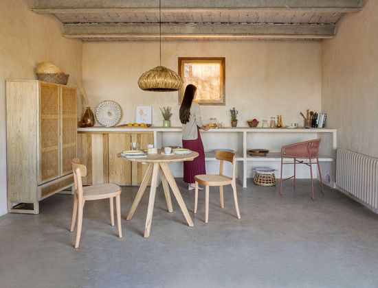 Полубарный стул Yanet из терракотовой веревки