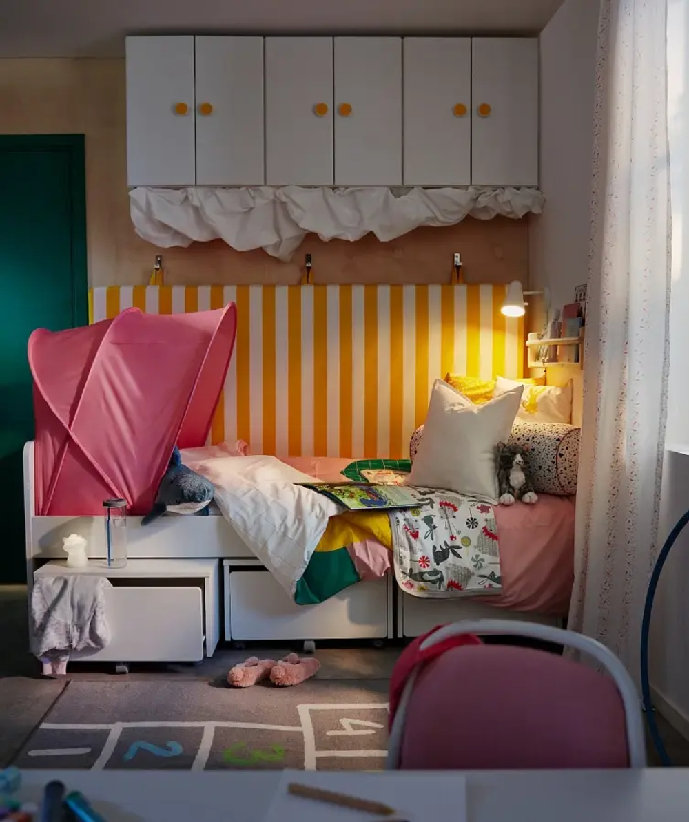 Каркас кровати с 3 ящиками - IKEA SLÄKT/LURÖY/SLAKT/LUROY, 200х90 см, белый, СЛЭКТ/ЛУРОЙ ИКЕА