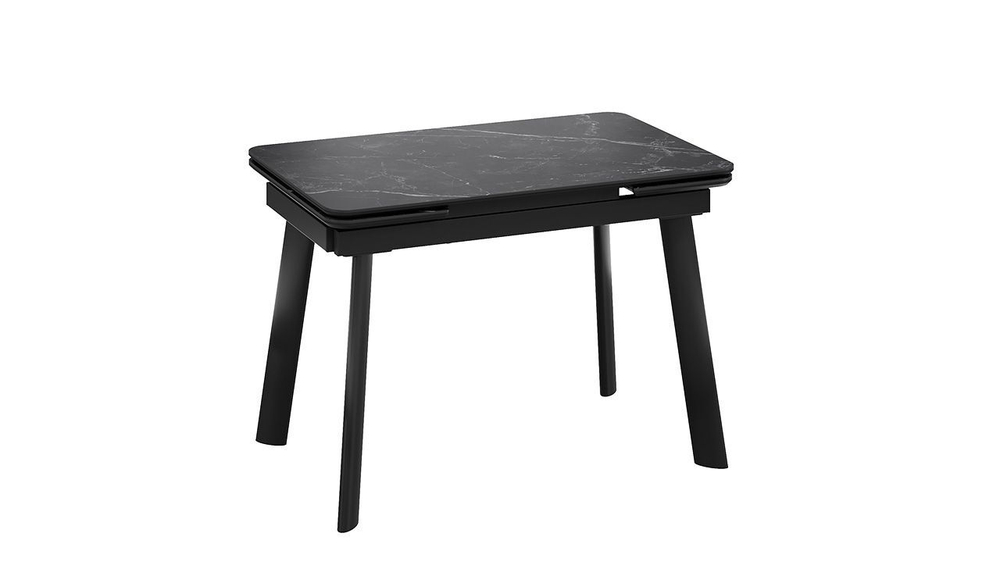 Стол кухонный обеденный раздвижной Черный муар/Керамика матовая черный мрамор 110(169)х70х77 см