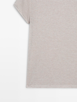 Massimo Dutti Футболка с блестящей отделкой, серебряный