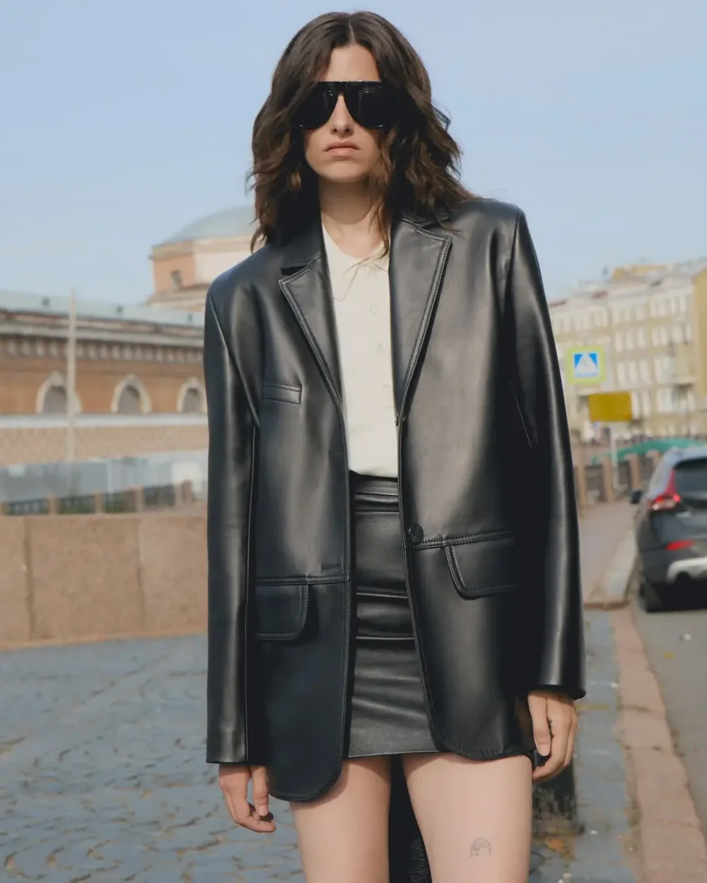 Жакет кожаный, Черный