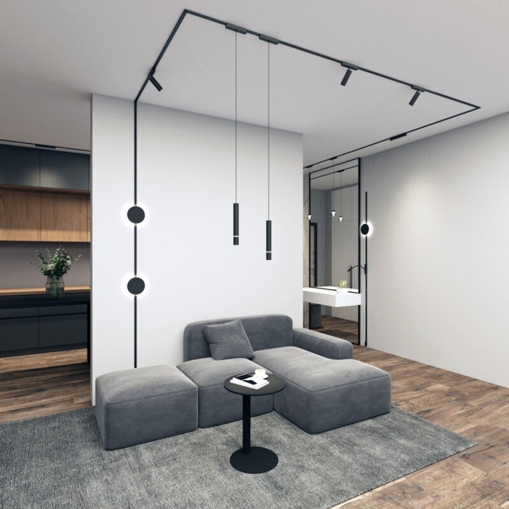 DK5347-BK Светильник для трека Air, серия Hang 4000 со светодиодом, ?90*86mm, 48V DC, 4W, RA?95, 120°, 4000K, IP20, черный, алюминий, стекло, акрил