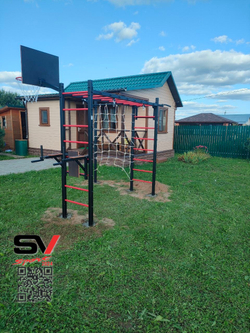 Монтаж уличной шведской стенки Sv Sport Рукоход (5 вертикальных столбов)