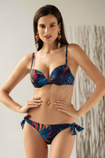 Стильный раздельный купальник с цветочным принтом (Размер: 42B) (Цвет: изумрудный)