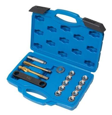 Набор приспособлений и футорок для восстановления резьбы тормозного суппорта 15пр., (М12х1.5), в кейсе RockForce##Rock FORCE RF-914B1