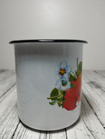 Кружка 1,0л с рисунком Клубника садовая белая (12шт) 1с3с