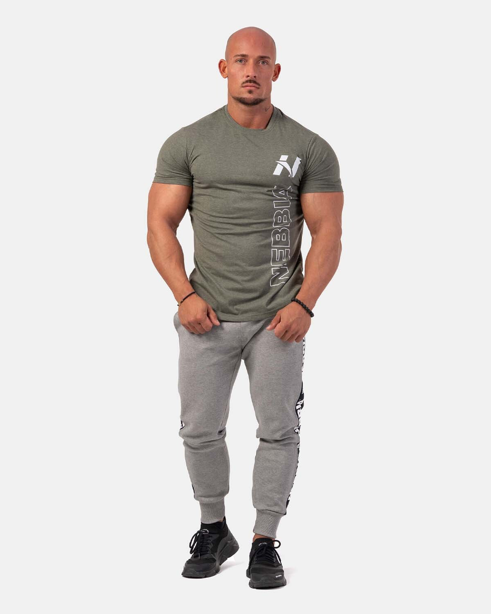 Мужская футболка Vertical Logo NEBBIA T-shirt 293 Khaki