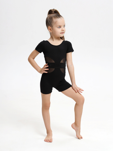 Комбинезон для гимнастики с каплей шорты короткий рукав