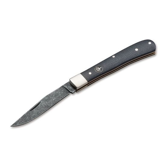 Складной нож Boker 112595 Trapper Uno Burlap c клинком из стали O-1 Tool Steel, рукоять микарта / нейзильбер