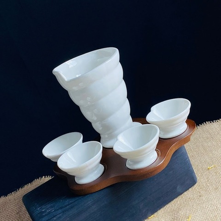 Lenardi 235-099 Блюдо для подачи картофеля фри с соусниками 5пр. на подставке TROPICAL в под.уп.(х8)Фарфор