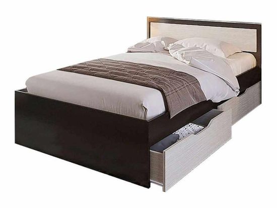 ГАРМОНИЯ КР 608 кровать с ящиками  0.9х2,0фасад БЕЛФОРТ/корпус ВЕНГЕ