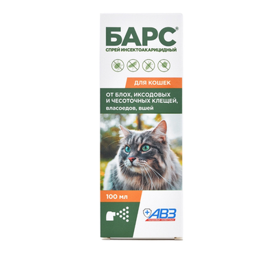Барс ® спрей инсектоакарицидный для кошек от блох и клещей флакон, 100 мл
