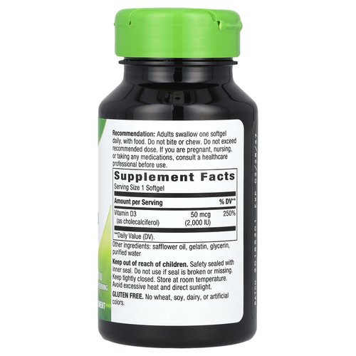 Nature's Way, Витамин D3, 50 мкг (2000 МЕ), 240 мягких таблеток