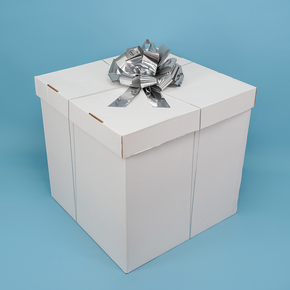 Бант-шар в серебряном цвете, металлик, 21 см/ 36 см