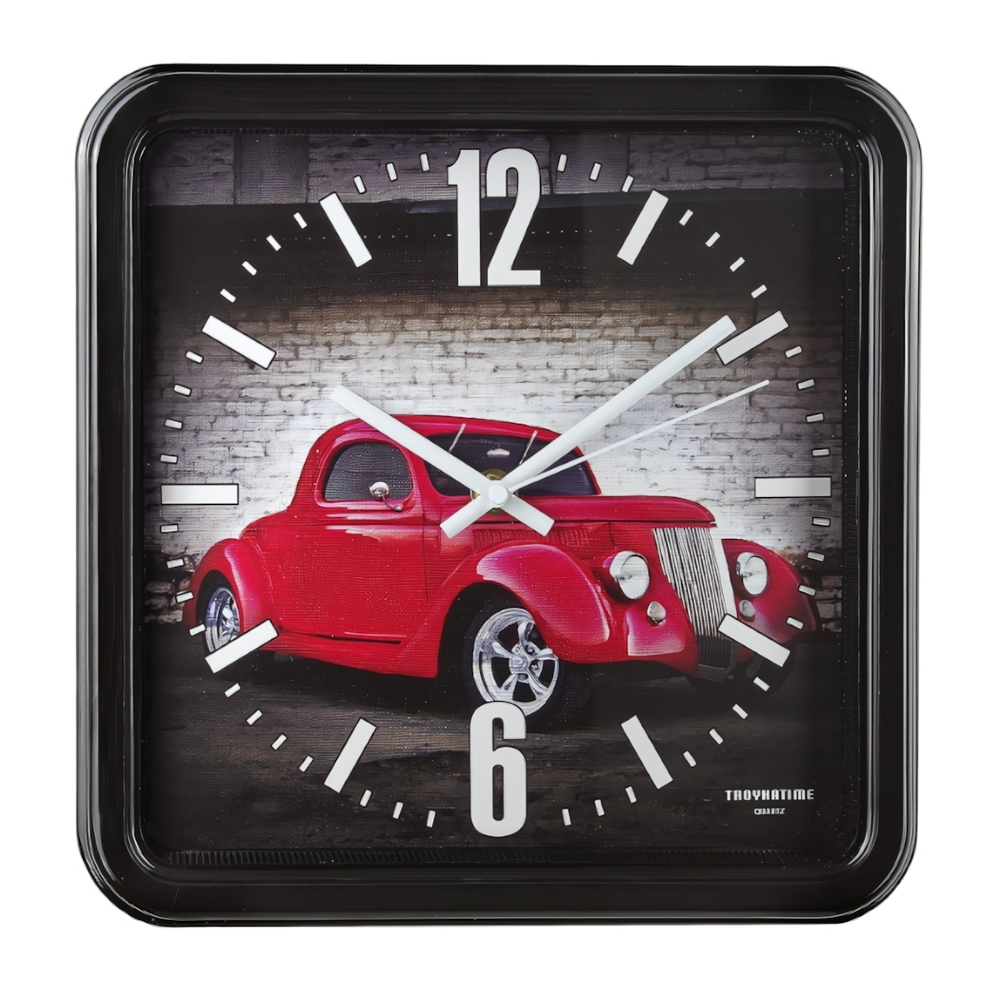 Часы настенные, модель 08, размер 260*260мм, стекло минеральное, пластиковый обод, цвет-чёрный