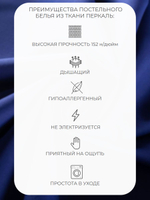 Наволочка 70х70 Хлопок Перкаль 1шт Однотонный темно-синий