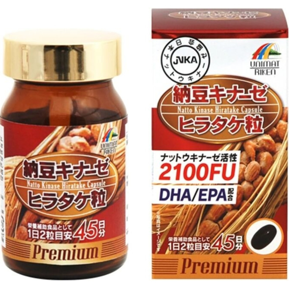 Unimat Riken Nattokinase Hiratake Capsule - наттокиназа с экстрактом вешенок