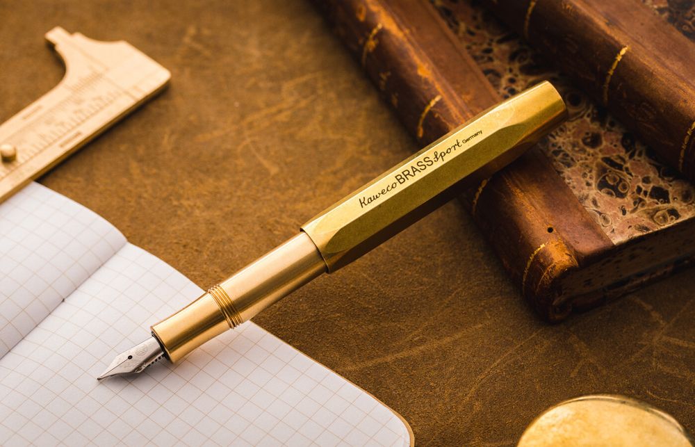 Перьевая ручка Kaweco Brass Sport F 0.7 мм золотистая (10000917) 3
