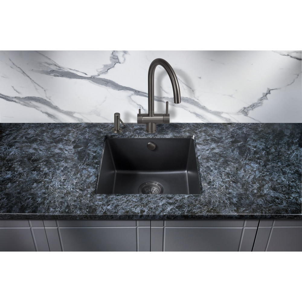Мойка для кухни MILACIO Leon 45 Cuarzo MC.77091, черный матовый