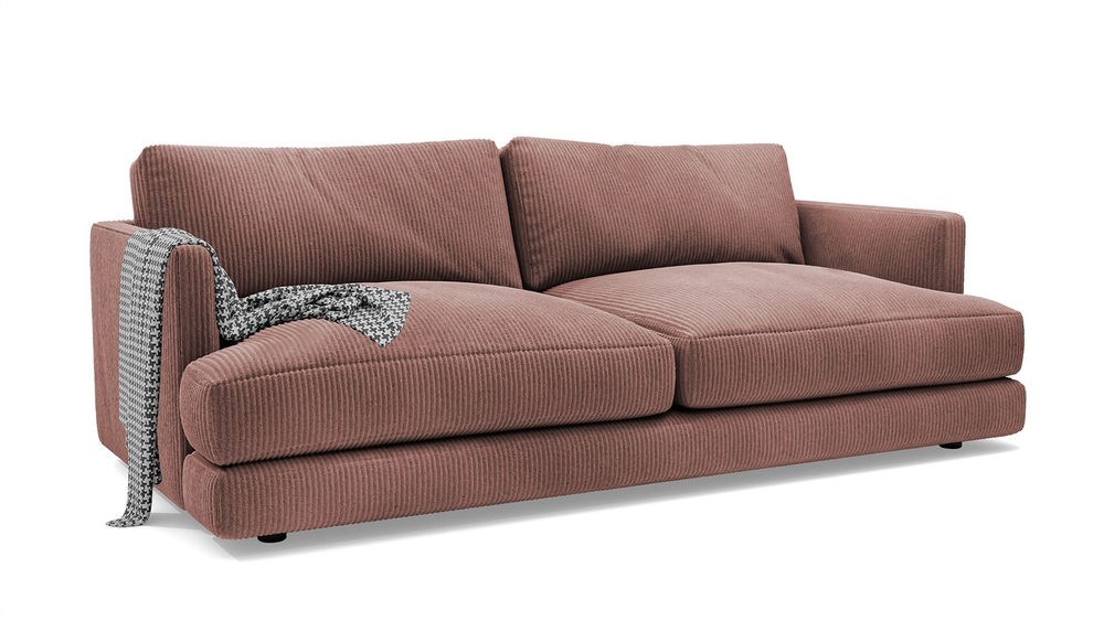Диван Ибица Cilium Coral 215*116*93 см, Розовый Вельвет Еврокнижка Фиеста