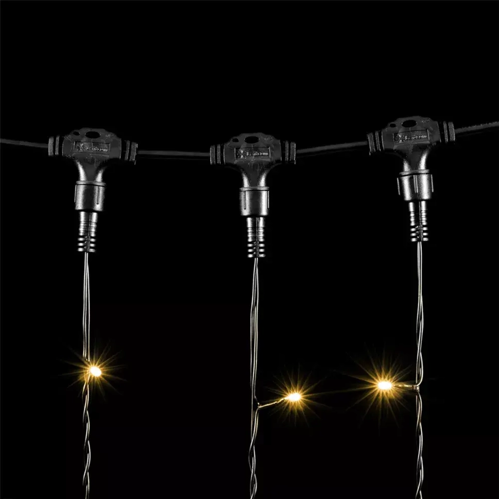 Светодиодный занавес 2*9 м., 1500 теплых белых Led ламп, 220В, черный провод, Rich Led (RL-C2*9-CB/WW)