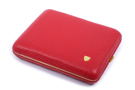 Портсигар Stoll на 18 сигарет, натуральная кожа, Красный олень