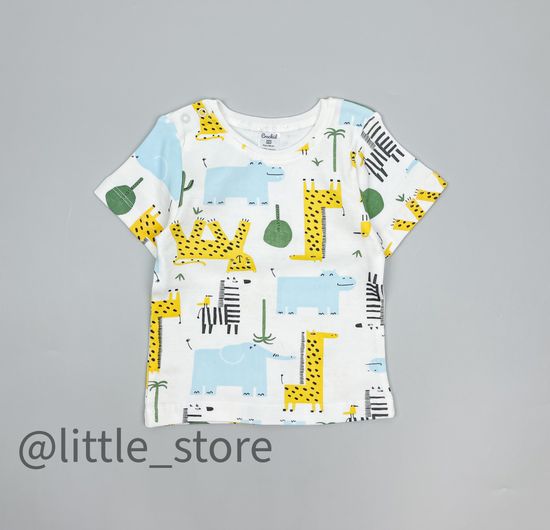 Футболка хлопковая "Веселое сафари" сахар