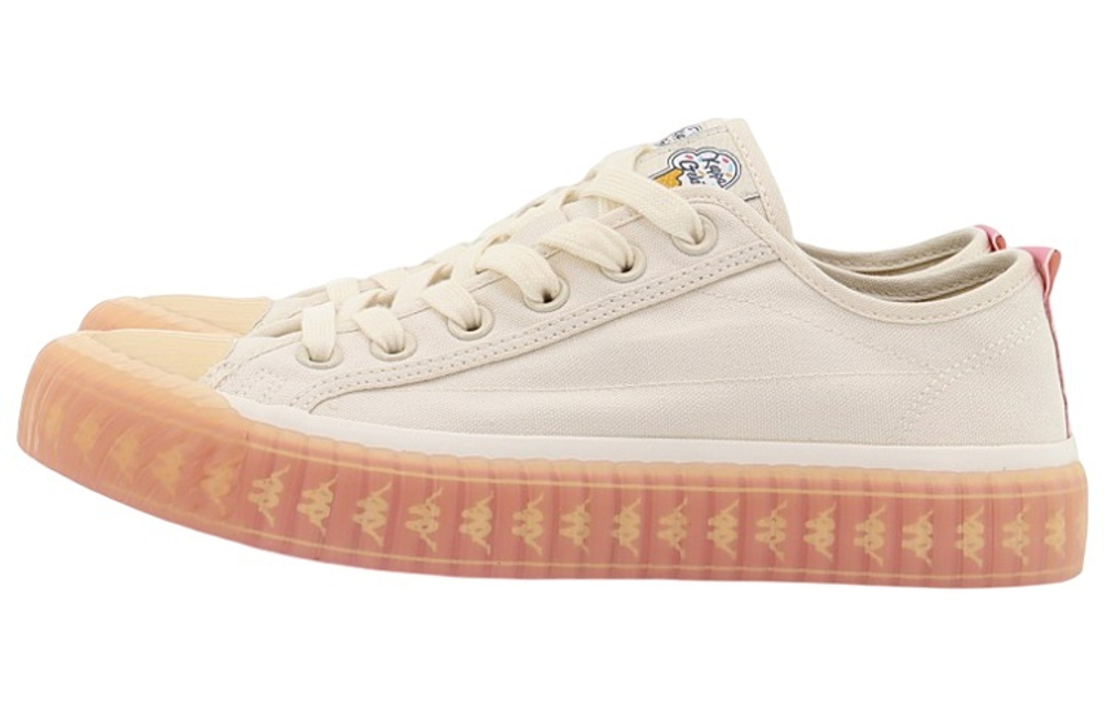 Kappa string standard low-cut canvas shoes women's white pink