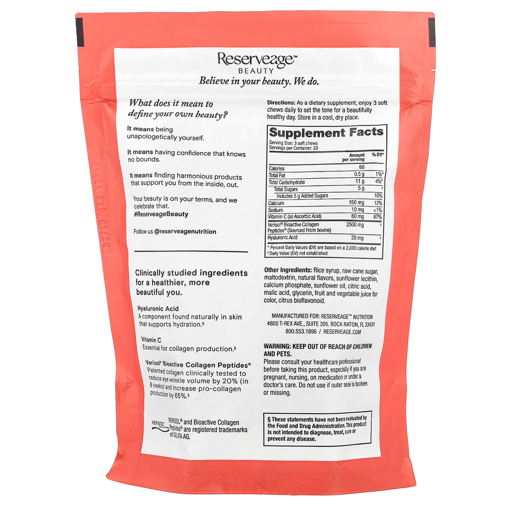 Reserveage Beauty, Collagen Replenish ™, жевательные таблетки, 60 жевательных таблеток